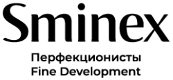 Логотип девелопера Sminex с подзаголовком Перфекционисты Fine Development