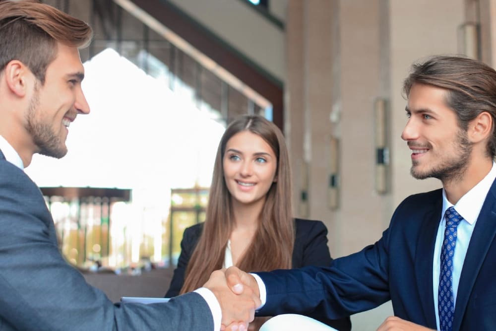 Рукопожатие между клиентом и личным куратором агентства ANIVANestate